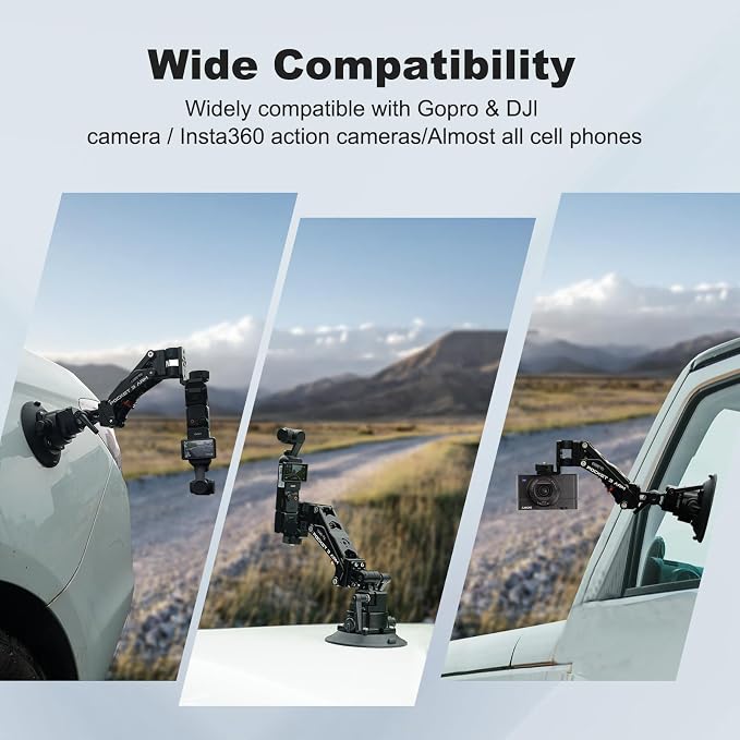 Came-TV Camera Suction Mount Suction, Pocket 3, Cup Camera Mount, 1/4" Mounting - Image 7