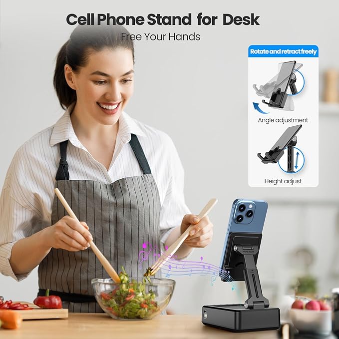 JTEMAN Cell Phone Stand with Bluetooth Speaker and Charging Function, Birthday - Image 5