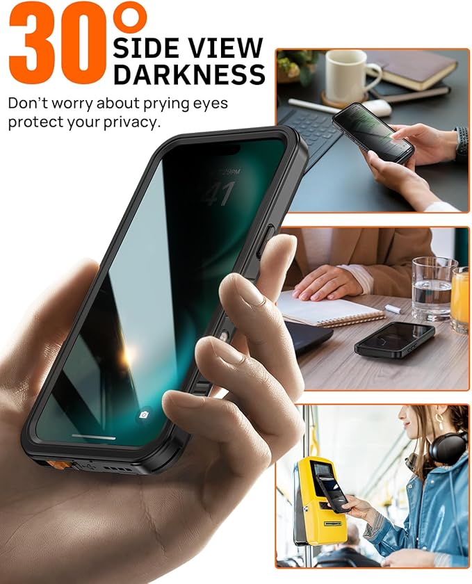 Lanhiem for iPhone 16 Pro Privacy Case, Waterproof Dustproof Shockproof Cover - Image 3