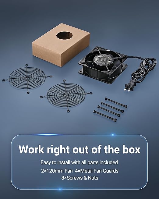 DEWENWILS 2 Pack 120V AC Fan, Waterproof Exhaust Fan 120mm, 18W 2850RPM 90CFM - Image 5