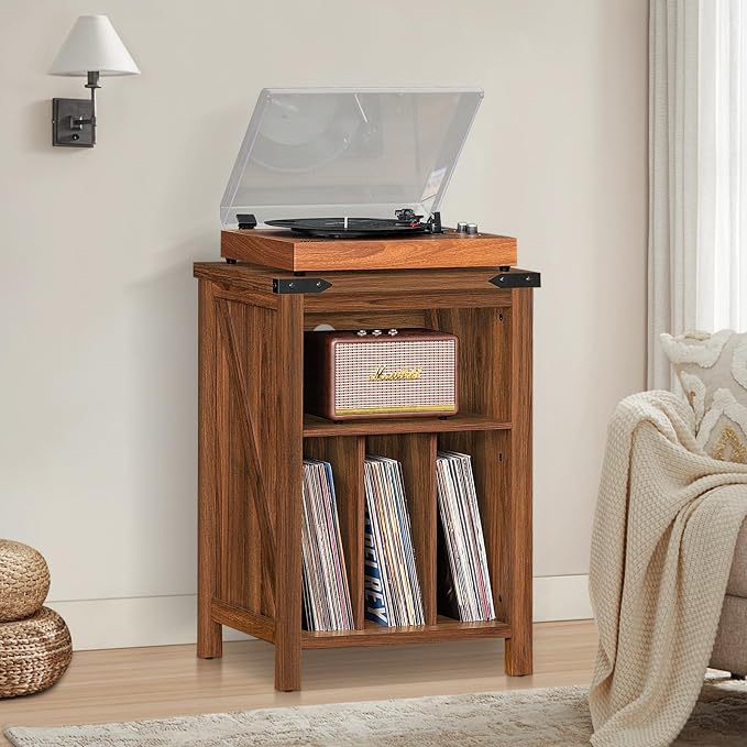 Record Player Stand with Vinyl Record Storage Holds up to 160 Albums, Large - Image 2