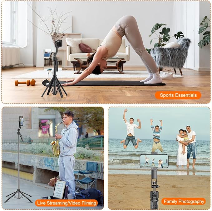 AI Face Tracking Tripod with Remote 360° Auto Rotation Selfie Stick Tripod - Image 6
