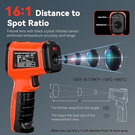 Infrared Temperature Gun -58°F to 1796°F, Dual-Mode Thermometer Gun - Image 2