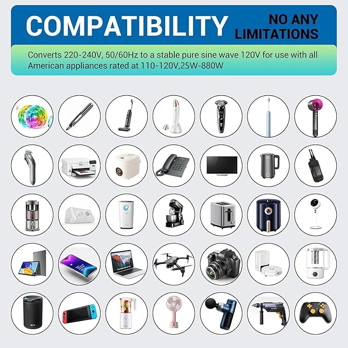 International Travel Adapter Voltage Converter to Step Down 230V to 120V - Image 7