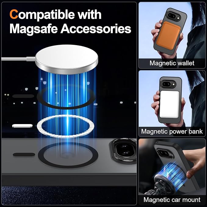Magnetic for Google Pixel 9a Case, Shockproof Slim Translucent Matte Anti-Slip - Image 2