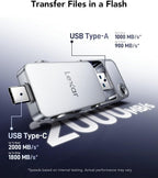 Lexar D70E 1TB Dual Drive External SSD, Durable Metal Housing Design, - Image 3