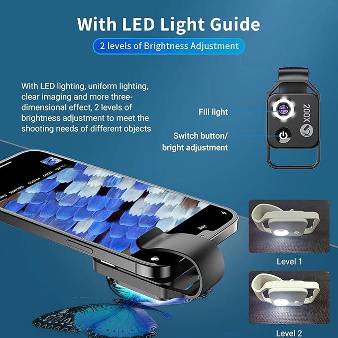 200X Phone Mini Pocket Microscope, Zoom Mobile Phone External Lens, Portable - Image 7