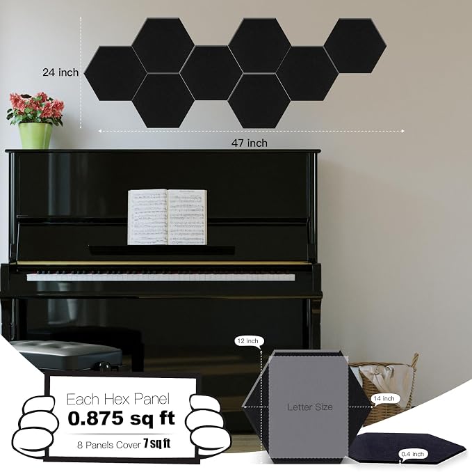 Mollywell Hexagon Acoustic Panels, High Density, Soundproofing, Decorative - Image 2