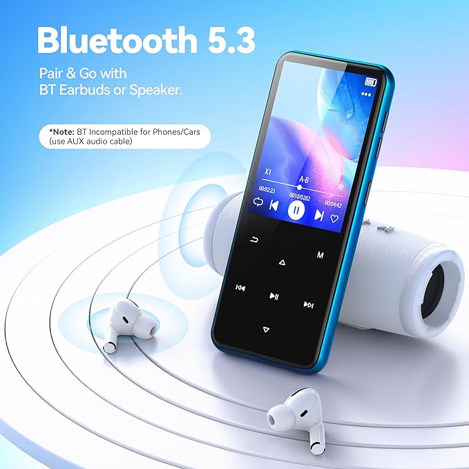 AGPTEK 64GB MP3 Player with Bluetooth, M3 2.4 inch Music Player with Speaker - Image 3