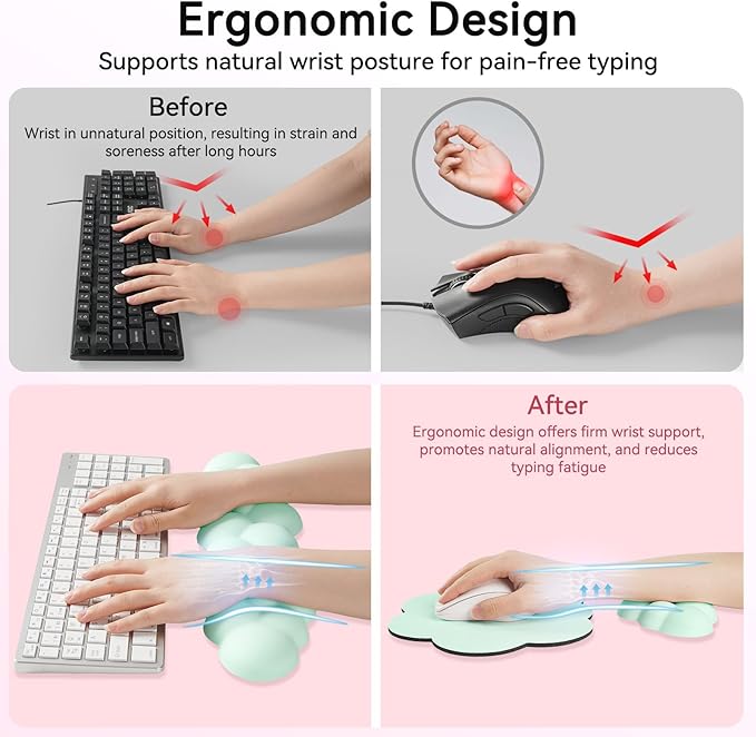 Cloud Wrist Rest for Computer Keyboard, 4-in-1 Memory Foam Leather Cloud - Image 3