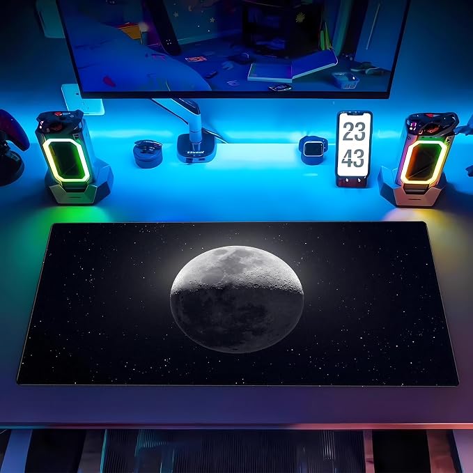 Moon Mouse Pad Sci-fi Galaxy Desk Mat Extended XL Large Gaming Mousepad Dark - Image 7