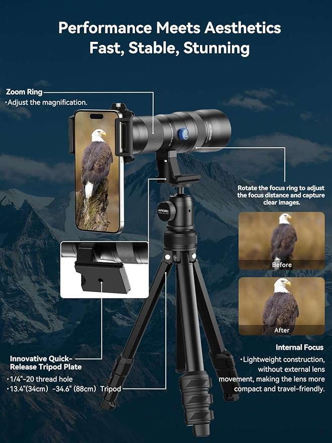 MIAO LAB 20-60X Zoom Telephoto Lens, High Power Telephoto Mobile Cell Phone Lens - Image 7