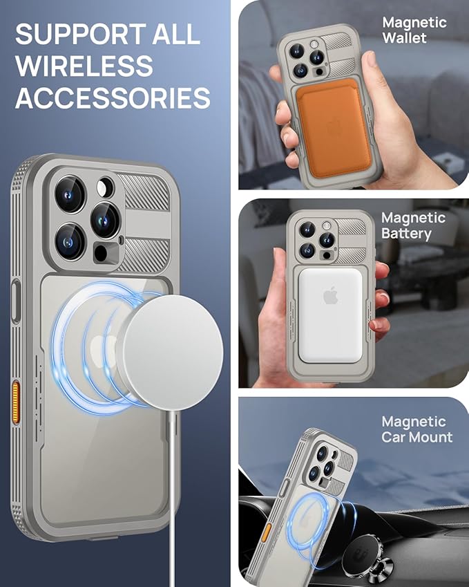 Lanhiem Magnetic for iPhone 16 Pro Case, IP68 Waterproof Dustproof Case - Image 3