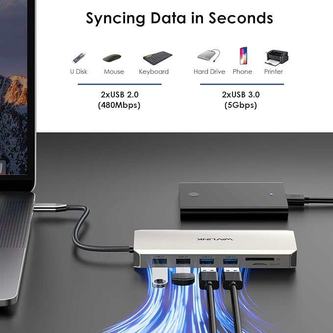 USB C Docking Station USB C to Dual HDMI Adapter USB C Hub Dual Monitor - Image 9