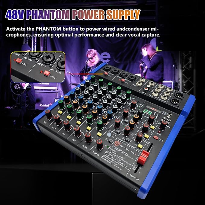 EXOTON Professional Audio Mixer Console, 6 Channel - Image 3