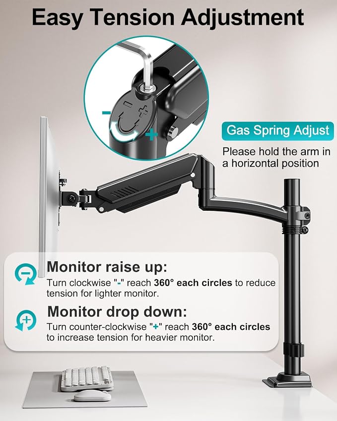 Dual Monitor Stand for Desk, Taller Monitor Arms for 2 Screens up to 32 inch - Image 9