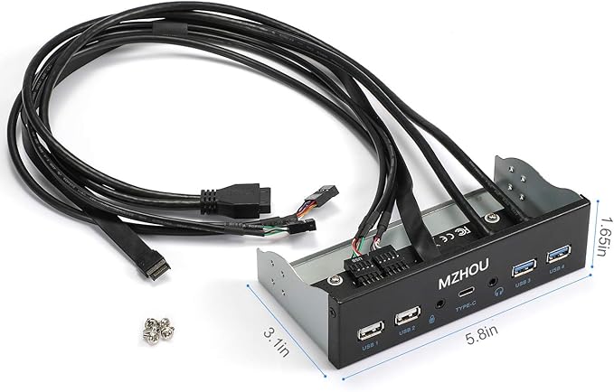USB2.0 + 3.0 Metal Front, 5.25 inch 19Pin Front Panel Adapter, 4 USB 3.0 Port - Image 7