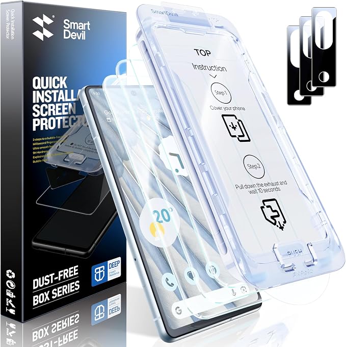 SMARTDEVIL [3+3 Pack for Google Pixel 7A Screen Protector by SmartDevil