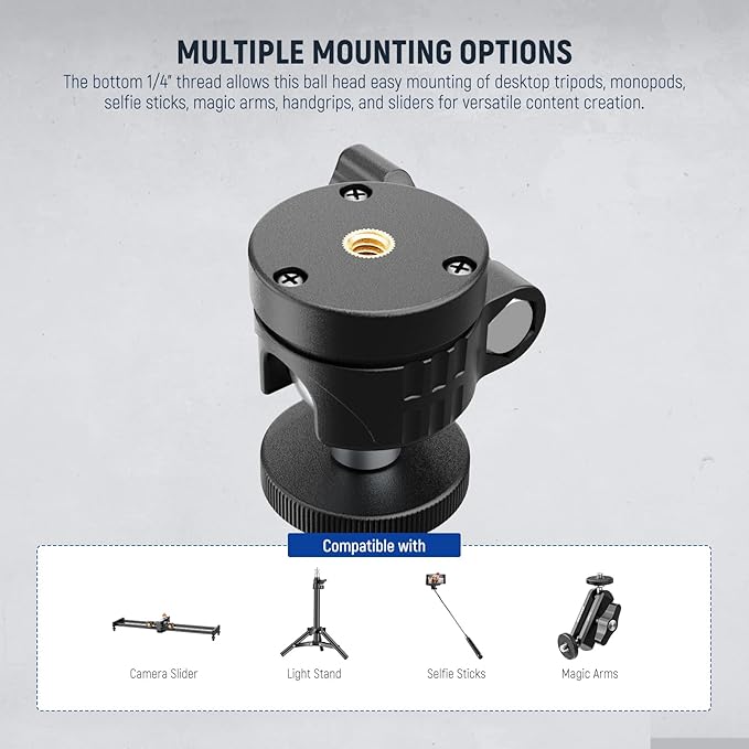 NEEWER Basic Mini Ball Head, Portable Tripod Head Camera Mount Adapter - Image 4