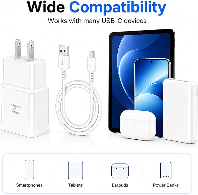 Type C Charger Fast Charging, 2 Pack USB C Android Phone Wall Charger Block & - Image 2