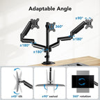 HUANUO Triple Monitor Mount for 13-27 inch Computer Screens, Gaming 3 Monitor - Image 4
