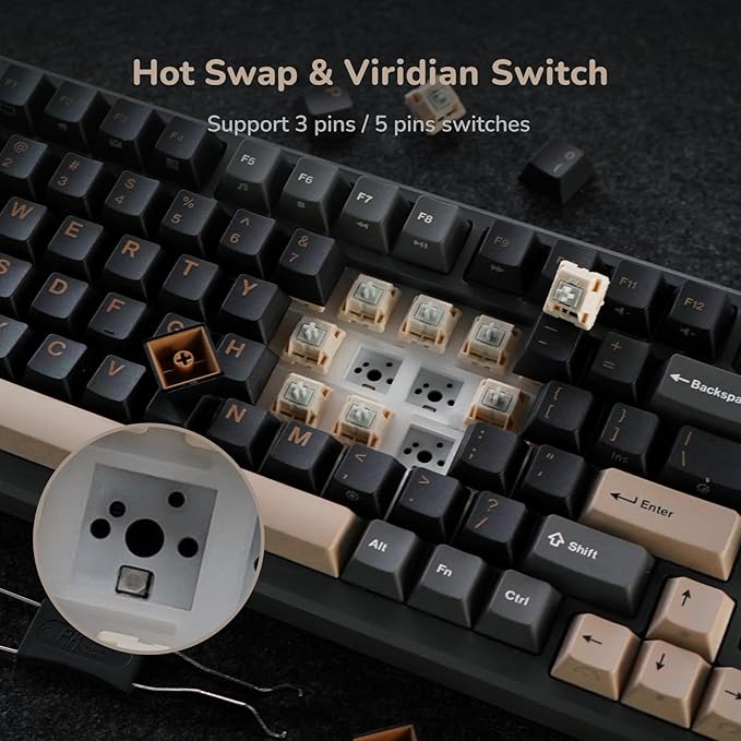 RK ROYAL KLUDGE M75 Wireless Mechanical Keyboard 2.4Ghz/BT5.1/USB-C Gaming - Image 8