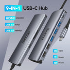 USB C Hub, Acodot 9 in 1 Type C Hub Adapter Portable Docking Station Aluminum - Image 3