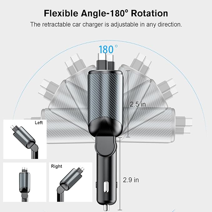 Retractable Car Charger for 4 in 1 Fast Charging Max 80W【ONLY 2 Type-C Charging - Image 5
