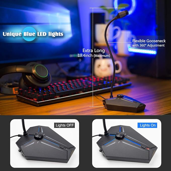 CMTECK Computer Microphone, G006Plus USB Desktop Condenser PC Laptop Mic - Image 7
