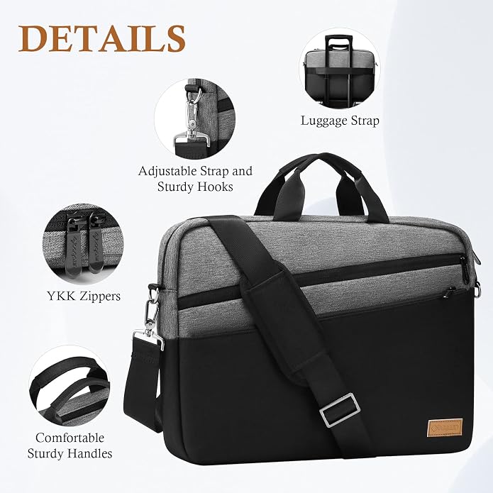 15 15.6 16 17 17.3 inch Laptop Computer PC Shoulder Bag Carrying Case, - Image 6