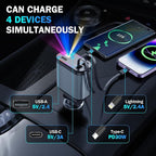 Car Charger with Starlight, 66W USB C Fast Car Chargers Adapter, 4 in 1 - Image 4