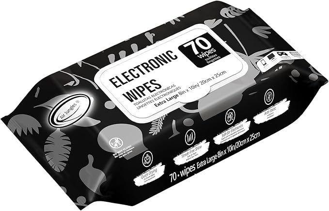 Air Jungles Electronic Wipes Screen Cleaning 70 Count, Quick Dry, Extra Large by AirJungles