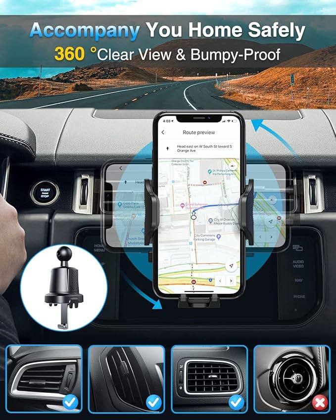 VANMASS Car Phone Holder Mount 2024 Upgraded Car Vent Phone Mount Clip - Image 8