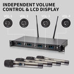 Wireless Microphone System, 4-Channel UHF Wireless Mic, Fixed Frequency Metal - Image 3