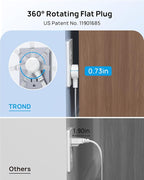 TROND 360° Rotating Flat Plug Extension Cord Surge Protector 6ft, Small Power - Image 2