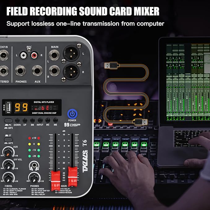 Audio Mixer, TKLBLS Studio Audio Sound Mixer Board, 6 Channel Unpowered - Image 5