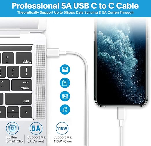 Mac Book Pro Charger - 118W USB C Fast Charger Power Adapter Compatible - Image 6