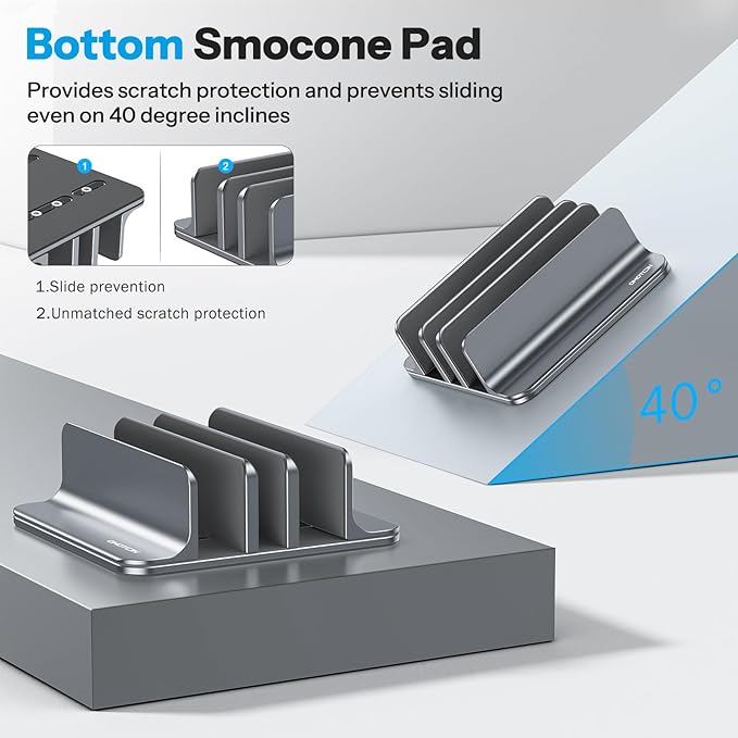 OMOTON Vertical Laptop Stand, Desktop Aluminum Mac Book Stand - Image 4