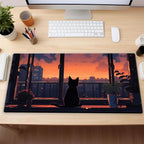 Lofi Aesthetic Desk Mat Cat Mouse pad Cute Orange Anime Mouse Pad Extra XL - Image 6
