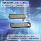 YPANX 1 TB Pro Portable SSD, 1000MB/s Speed, USB 3.2 Gen 2 + Type C Dual-Port - Image 4