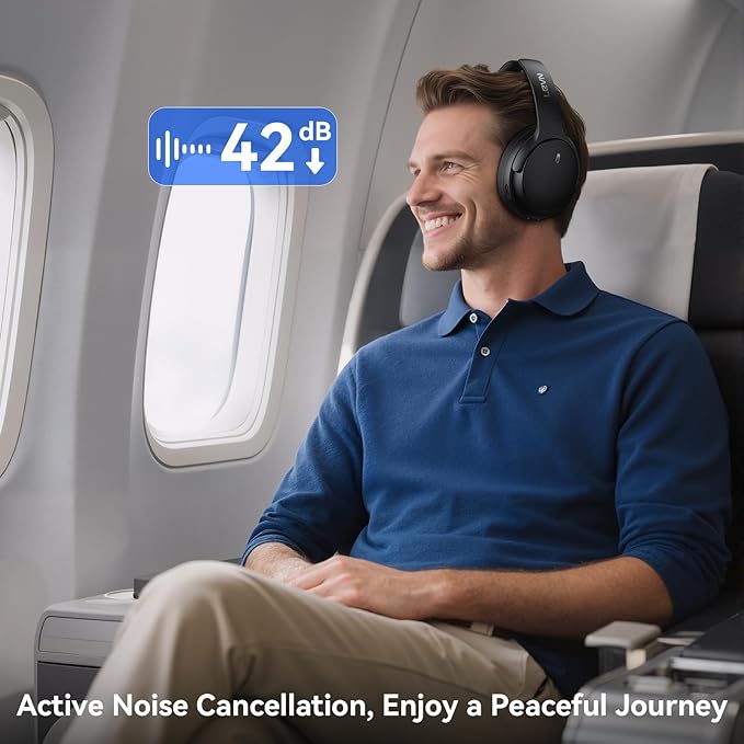 LEVN Hybrid Active Noise Cancelling Headphones, Wireless Headphones Bluetooth - Image 2
