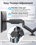 MOUNTUP Dual Monitor Stand for Desk, Pneumatic Monitor Arms for 2 Monitors Max - Image 3