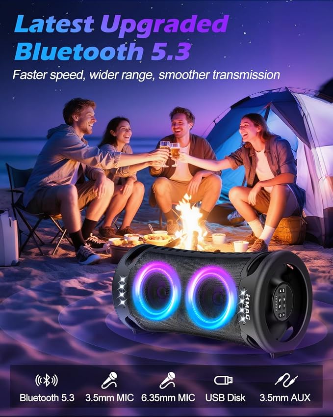 Large Bluetooth Speaker, 260W Peak Powerful Loud Sound - Image 3