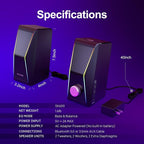 Computer Speakers, 4 Dynamic Lighting Modes, AC Adapter Powered and 3.5mm - Image 6