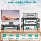 WALI Dual Monitor Stand with Storage, Desk Organizer with Drawer and Pen Holder - Image 5