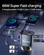 Retractable Car Charger, Super Fast USB Car iPhone Charger, Gifts - Image 3