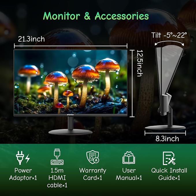 SANSUI Computer Monitor 24 inch IPS Eye Care 1080P Display HDMI, VGA Ports - Image 7