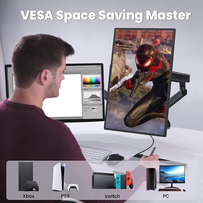 23.8” 4K Portable Monitor, UHD 120% SRGB IPS FreeSync Gaming Moniter USB-C HDMI - Image 6