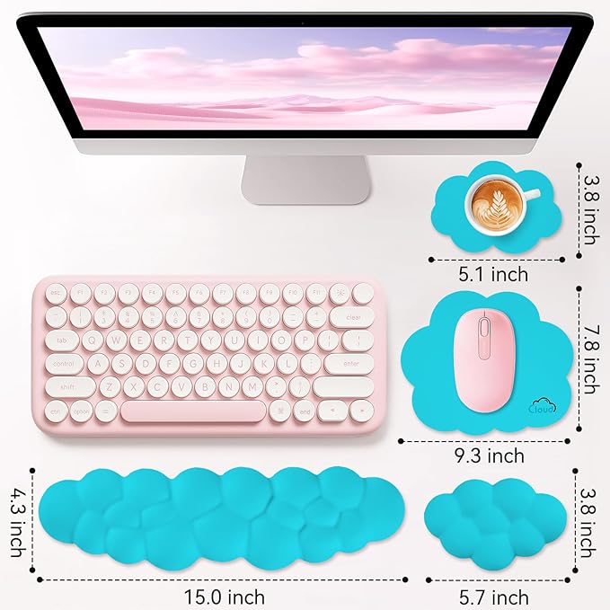 Cloud Wrist Rest for Computer Keyboard, 4-in-1 Memory Foam Leather Cloud - Image 3