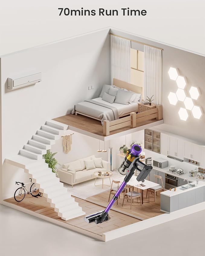 Cordless Vacuum Cleaner, 600W 50KPA 70 Mins Vacuum Cleaners - Image 3